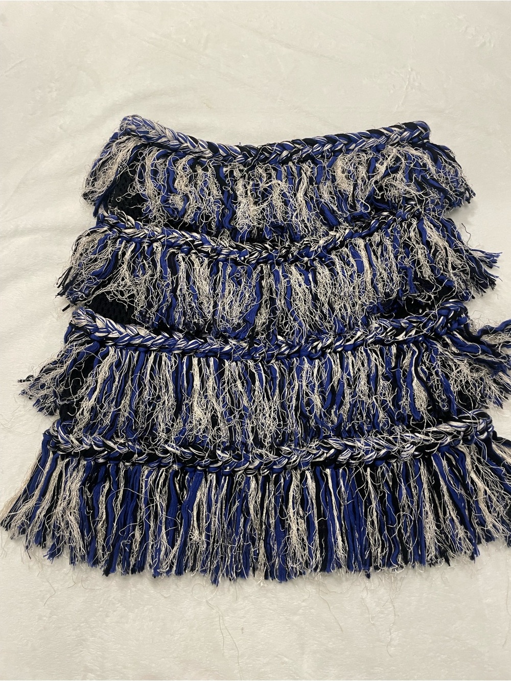 Opening Ceremony XS Fringe Tasseled Miniskirt in Blue, Silver, and Black - Picture 2 of 5